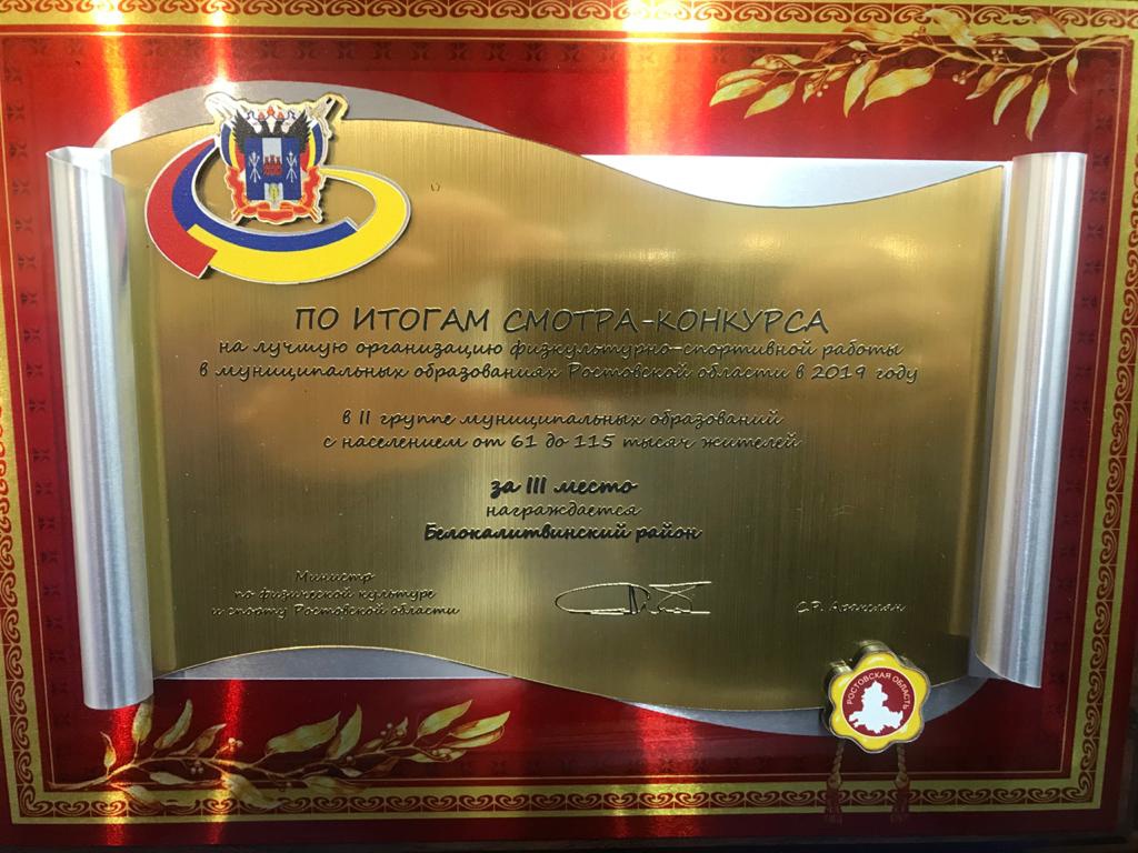 Белокалитвинский район вошел в тройку лидеров области  по организации физкультурно-спортивной работы 